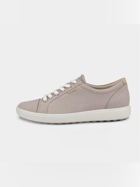 ECCO SOFT 7 Gray Rose Nubuck Leather Comfort Sneakers Size 8 EU 39 Smart Casual
